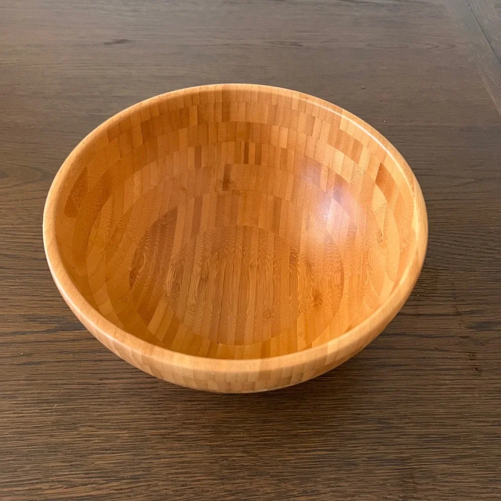 IKEA BLANDA MATT Bamboo‎ Serving Bowl Round Natural Wood Salad Bowl 21926